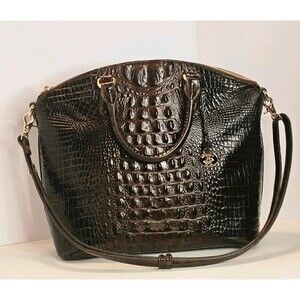 Authentic BRAHMIN Large Duxbury Satchel Pecan Melbourne Croc Leather # 2288